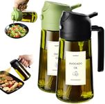 TrendPlain - Original 16oz/470ml Olive Oil Dispenser Bottle for Kitchen Gadgets and Air Fryer Accessories - Olive Oil Sprayer for Cooking w/Stickers - Black&Green