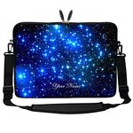 Meffort Inc Custom/Personalized Laptop Sleeve Bag with Hidden Handle & Shoulder Strap for Ultrabook Chromebook, Customized Your Name (15.6 Inch, Galaxy Stars)