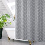 GRICOL Shower Curtain Waterproof 180 x 200 cm Polyester Bathroom Curtain Thick Duty Bath Curtains with 12 Hooks Resistant Washable Grey