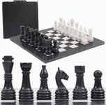 Radicaln Marble Chess Set with Storage Box 15 Inches Black and White Handmade Chess Sets for Adults -1 Chess Board & 32 Chess Pieces - Board Chess Game