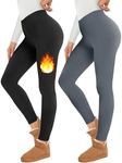 Happy.angel 2 Pack Fleece Lined Leggings Women, Thermal Warm Black Winter Workout Yoga Leggings