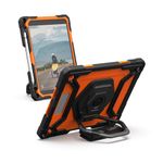 URBAN ARMOR GEAR UAG Designed for iPad 10.2" 9th/8th Gen 2020-2021 Case w/Built-in Screen Protector, Kickstand, Hand Strap Rugged Transparent Clear Military Grade Protective Cover Plasma Orange/Black