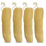 Indigenous Living – Natural Loofah for Bathing Exfoliating Scrubbers | Organic Bath Sponge for Spa Shower | Face, Back and Body Scrubber | Eco-Friendly (4 Extra Large Reusable Body Scrubbers)