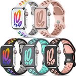 Dirrelo 5 Pack Sport Straps Compatible with Apple Watch Strap 40mm 38mm 41mm for Women Men, Soft Breathable Silicone Wristband for Apple Watch 8/iWatch Series 10 9 8 7 6 5 4 3 2 1 SE, Light Colour, S