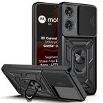 AESTMO Polycarbonate Tough Armor Motorola Moto G85 5G Bumper Back Case Cover|Ring Holder&Sliding Camera Shield Cover|360 Degree Protection Back Case Cover For Motorola Moto G85 5G(Black)