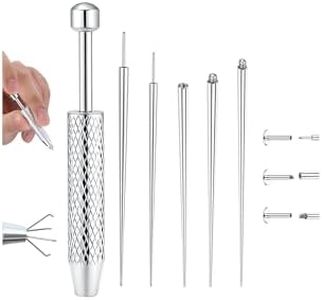 GEMQUEEN Piercing Taper Ball Grabber Changing Tool Set - Flat Back Earrings Applicator Tool 16G 18G Stainless Steel Threadless Insertion Pin Thread Assistant Tool Body Piercing Kit for Ear Nose Lip