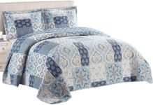 sheetsnthings Brea Microfiber Twin XL Quilt Sets- 2 Piece Oversized Reversible Printed Coverlets