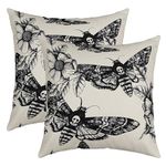 Feelyou Death Moth Boho Square Cushion Covers Set of 2 Skull Decor Reversible Outdoor Throw Pillow Covers Cases for Halloween Decorations Throw Pillowcases for Sofa Couch Chair Decor 16 x 16-Inch