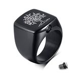 Tree of Life Cremation Urn Men Rings,Hold Loved Ones Ashes for Funeral Keepsake,Memorial Jewelry,with Tool (7)