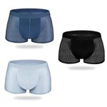 ZUMIZO Men's Ultra-Comfort Ice Silk Lycra Underwear | Moisture-Wicking, Breathable Boxers for Men | Seamless Design | Multicolour (Pack of 3)… (in, Alpha, L, Regular, Standard, Multicolor)