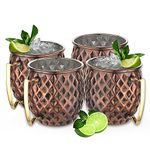 STEREN IMPEX | Stainless Steel Moscow Mule Beer Mugs Gift Set for Christmas, Diamond Antique Copper Plated - Set of 4
