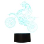 3D LED Optical Illusion Lamps Night Light, LSMY 7 Colors Touch Art Sculpture Lights with USB Cables Bedroom Desk Table Decoration Lamp for Kids Adults, mtb Motocross Bike