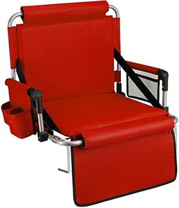 Alpcour Folding Stadium Seat with Back Support – Deluxe Waterproof Cushion Chair for Bleachers w/Arm Rests, Storage Pockets, Cup Holder & Shoulder Straps for Superior Support & Comfort