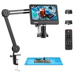 TOMLOV DM602 Flex Digital Soldering Microscope 2000x, Flexible Arm, 10.1" HDMI Microscope with 3 Lens, Coin Microscope with Ring Light, Adults LCD Video Microscope, Electronic Repair Mat Included,64GB