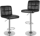 bigzzia Barstool, Bar Stools Set of 2 PU Leather Swivel Height Adjustable Bar Chairs With Backrest For Breakfast Bar, Counter, Kitchen and Home Barstools