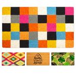 LUA VIKA Coir door mat, inside and outside door mats, welcome mat, indoor and outdoor doormats, front doormat, non slip with PVC backing, entrance door mat, heavy duty coir door mat, 40x70 (Squares)