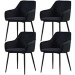 AINPECCA Set of 4 Velvet Dining Chairs Upholstered Seat with Metal legs Office Chairs(Black,4)