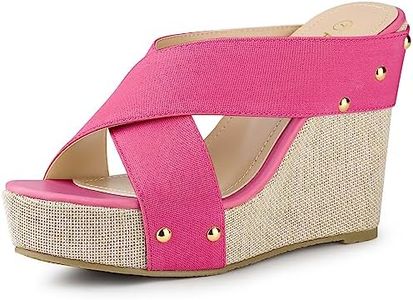 Allegra K Women's Platform Slide Pink Wedge Sandals 6 M US