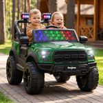Baybee Bronco Battery Operated Jeep for Kids, Ride on Toy Kid Car with RGB Windshield Light & Music | Electric Jeep Battery Car | Baby Big Cars for Kids to Drive 3 to 8 Years (Bronco Dark Green)