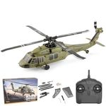 Authticar Remote Control Helicopter, UH-60 Black Hawk Military Helicopters, 2.4G 4 Channel K170 Helicopter with 6G Modes 6-axis Gyroscope, Brushless Motor, Altitude Hold, One Key Function