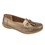 Jo & Joe Ladies Leather Loafer Shoes Plimsole Pumps Womens Flat Shoes Bronze Size UK 6 EU 53