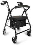 Dunimed Lightweight Foldable Rollator Easily Foldable Zimmer Frame Height Adjustable Including Basket Walker for Seniors Walking aid (Black)