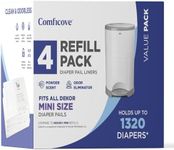 Comficove Refills Compatible with DEKOR MINI Diaper Pails | 4 Pack | Diaper Pail Refills | Powder Scent | Holds up to 1320 Diapers