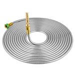 SKYWARD 304 Stainless Steel Garden Hose with Brass Garden Hose Nozzle, Anti-Leakage, Flexible & Lightweight Kink Free Water Hose, Easy to Use & Store (50ft)