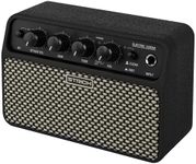 STRICH DSP Mini Electric Guitar Practice Amp, 2 * 5W Dual-Speaker Desktop Amp with Clean/Distortion, 3-4H Battery, 3.5mm Headphone Jack, Wireless Portable for Indoor Practice & Travel, Black