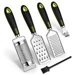 SUTINE Cheese Grater Lemon Zester Set, Stainless Steel Kitchen Grater for Parmesan Cheese, Ginger, Garlic, Nutmeg, Fruits, Vegetables, Dishwasher Safe, Set of 5