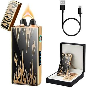 TIKIUKI Electric Plasma Lighter - Rechargeable, Windproof with Battery Display, USB, Vintage for Candle, Fireworks, Incense Stick