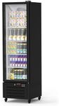 ACONEE Commercial Refrigerator, 1 Door Display Fridge Merchandiser Upright Beverage Cooler, Single Glass Door Fridge with LED Light, 11.6 Cu. Ft. Adjustable Shelves & Drink Organizers, Black