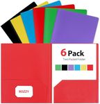 Plastic Folders with Pockets, 6 Pac