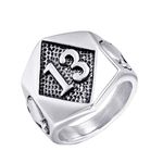 OAKKY Men Stainless Steel Vintage Evil Skull Lucky Number 13 Ring Rock Hip Hop Motorcycle Gothic Biker Silver Plated Size Z