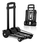 Marketero Folding Hand Truck Lightweight 40kg/88lbs Foldable Moving Trolley on Wheels Heavy Duty Dolly Trolley Luggage Cart with Elastic Rope for Office Camping Moving Black