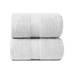 Ariv Towels 2-Piece Jumbo Premium Cotton Bamboo Bath Sheets for Sensitive Skin & Daily Use - Soft,Quick Drying & Highly Absorbent for Bathroom, Gym, Hotel & Spa- 35" X 70" -White