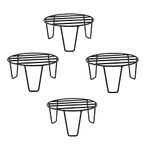 NAYRA Black Color Strong Legs Metal Round stands For Plant Pot Flower Pot Round Stand For Planter indoor and Outdoor (Round stand 20 CM) (SET OF 4)