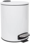 1x White 5L Round Stainless Steel Pedal Bin - Slim Kitchen Bathroom Rubbish Trash Can Garbage Dustbin Bins with Lid - by Harbour Housewares