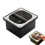 Gocoffun Espresso Coffee Knock Box, Stainless Steel Coffee Pucks Container, with Noise Reduction Rubber Ring,Silicone Bar for Knocking Portafilter Filter Grinds