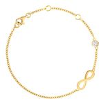 MINUTIAE Infinity Shape Anklet With Solitaire Crystal Diamonds Painjan Payal Leg Chain Foot Jewellery For Women and Girls (Gold)