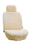 Genuine Sheepskin Lambskin Winter Car Seat Cover Lambs Wool Sheep Skin Fuzzy Seat Cover Shearling Car Accessories Front with Curve Patten (Beige)