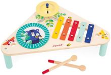 Janod - Gioia Wooden Musical Table 3 Children's Instruments - Role Play and Early Musical Education - Watercolour - from 12 Months, J07655