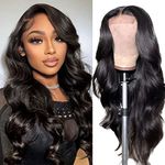 RXY Body Wave 4x4 Natural Color 20 Inch 100% Human Hair Wig for Black Women 180% Density Lace Front Wigs With Baby Hair Pre plucked Natural Hairline