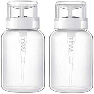 Biutee 2 Pack 200ml/7oz Pump Dispenser Nail Polish Remover Push Down Pump Dispenser One-Touch Pump Dispenser Empty Bottle (PACK 2)