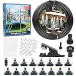 Geila Misting Cooling System - 50 FT (15M) Misting Line + 15pcs Brass Mist Nozzles + a Faucet Connector (3/4" and 1/2") Outdoor Mister System Garden Irrigation System Kit