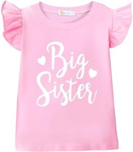 Big Sister Shirt for Toddler Baby Girl Outfits Promoted to Big Sis Announcement T-Shirt Toddler Girls Gifts, 1# Big Sister Short Sleeve Pink, 6 Years