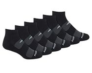 Saucony Men's Multi-Pack Mesh Ventilating Comfort Fit Performance Quarter Socks (6 & 12), Black (6 Pairs), Shoe Size: 8-12