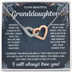 FG Family Gift Mall Granddaughter Gifts From Grandma and Granddaughter Birthday Message Card Necklace From Grandmother or Grandpa Jewelry Charm Present with Message Card and Gift Box, Stainless Steel, Cubic Zirconia