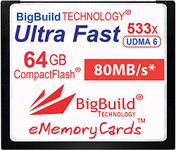 eMemoryCards 64GB Ultra Fast 80MB/s CompactFlash Memory Card Compatible with Canon 10D/20D/30D/40D/50D/1D/1Ds/5D/5Ds/7D Mark I/II/III/IV, Nikon D, Olympus E, Sony Alpha, Leica S Cameras