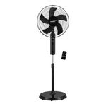 V-Guard Esfera 5 Blade Pedestal Fan With Remote Control | Three Fan Speed Modes | 100% Copper Synchronous 1300 RPM Motor | CRNO Lamination | Black | 40 cm (400mm)